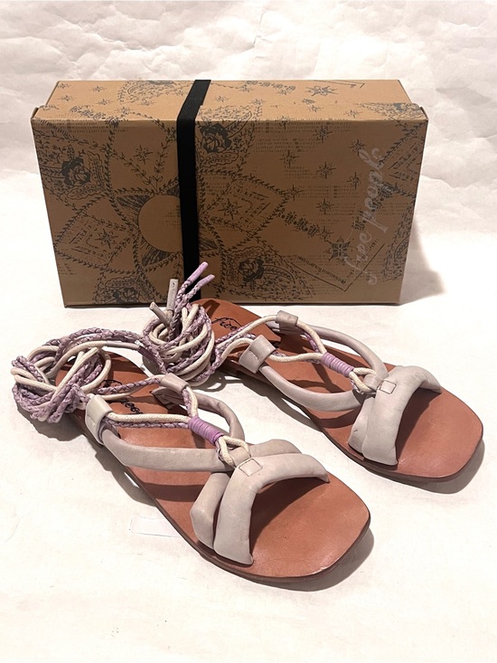 Free People Shoes - NEW Free People Linden Leather Wrap Sandal in Bone Size 41